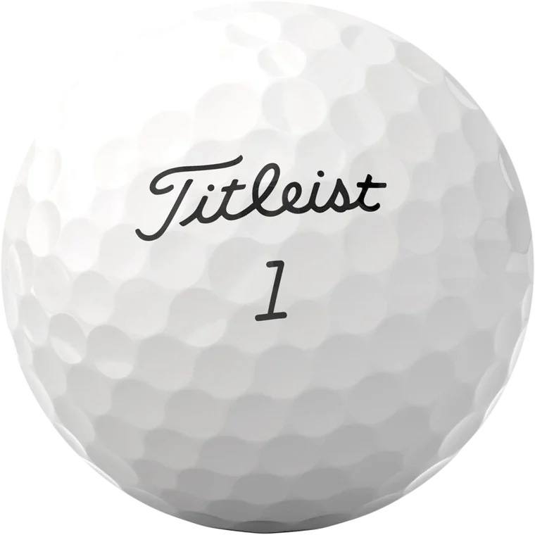 Close-up of a blank white Titleist golf ball